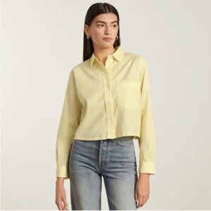 The Everlane Way-Short Shirt Silky Cotton Pastel Yellow, Size S